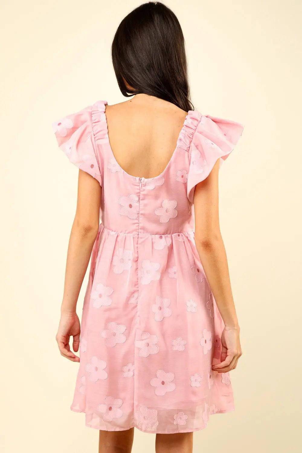 VERY J Flower Embroidered Organza Mini Dress  Hot Trends