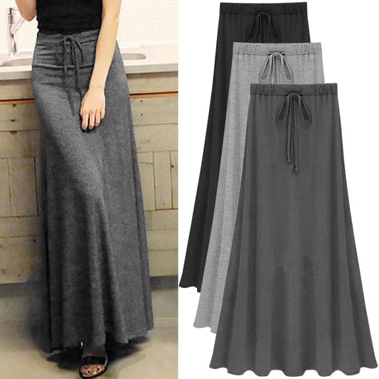 Women's Elastic Waist  A-line Skirts Hip Slim Long Loose Sheds Split Skirts - Hot Trends