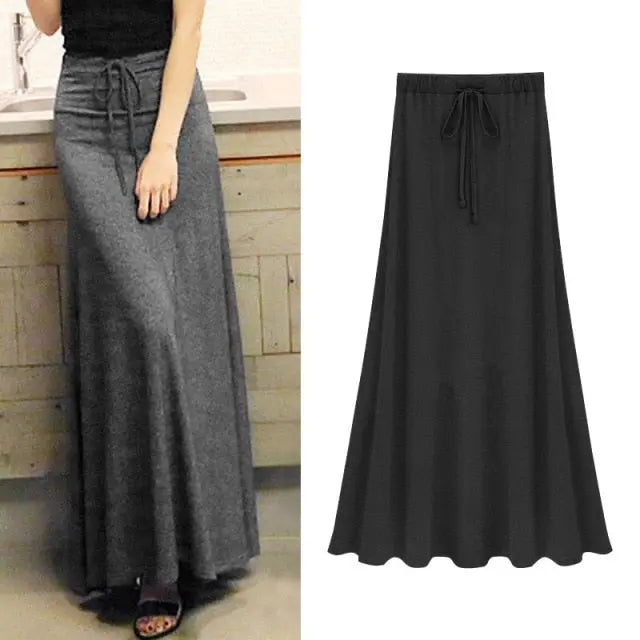 Women's Elastic Waist  A-line Skirts Hip Slim Long Loose Sheds Split Skirts - Hot Trends