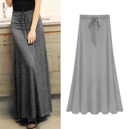 Women's Elastic Waist  A-line Skirts Hip Slim Long Loose Sheds Split Skirts - Hot Trends