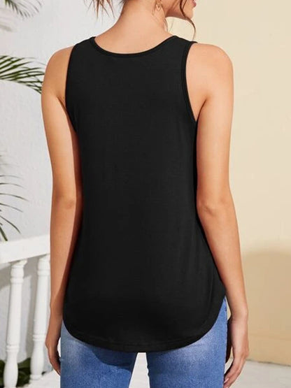 V-Neck Curved Hem Tank  Hot Trends