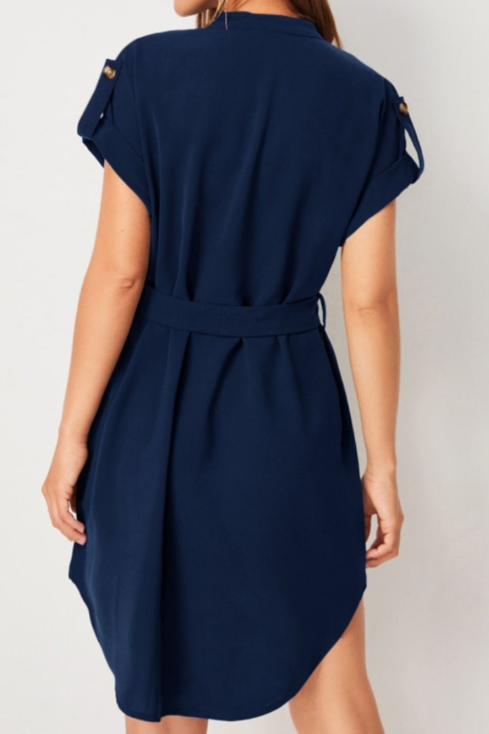 Tied Notched Short Sleeve Dress  Hot Trends