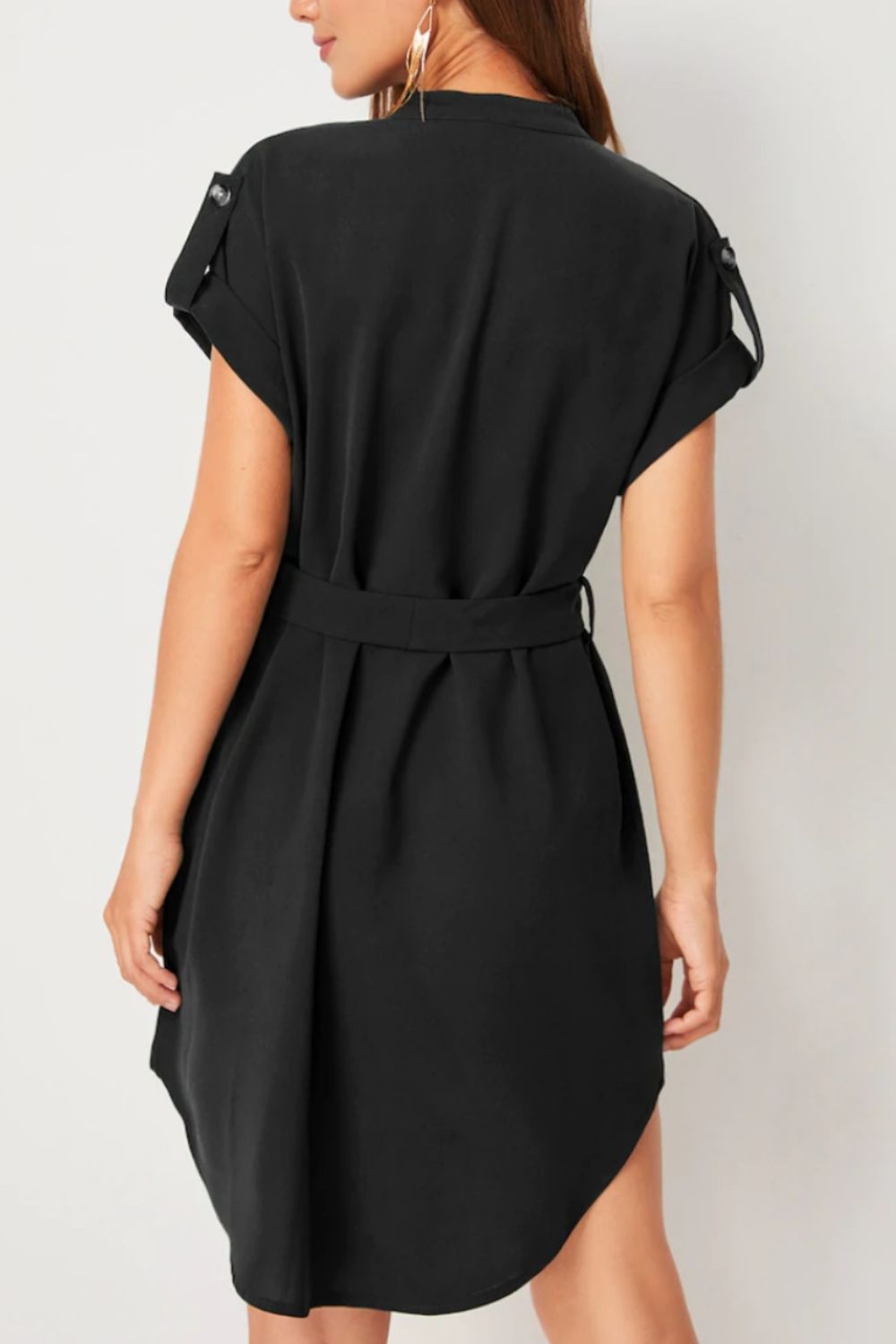 Tied Notched Short Sleeve Dress  Hot Trends