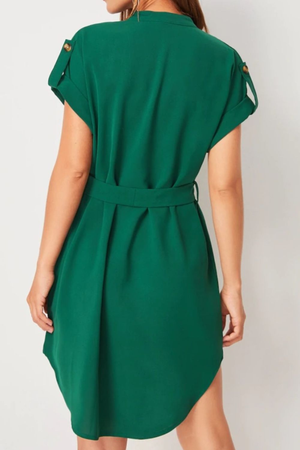 Tied Notched Short Sleeve Dress  Hot Trends