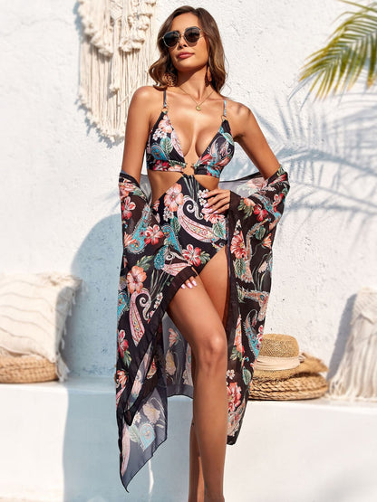 Cutout Printed Two-Piece Swim Set  Hot Trends