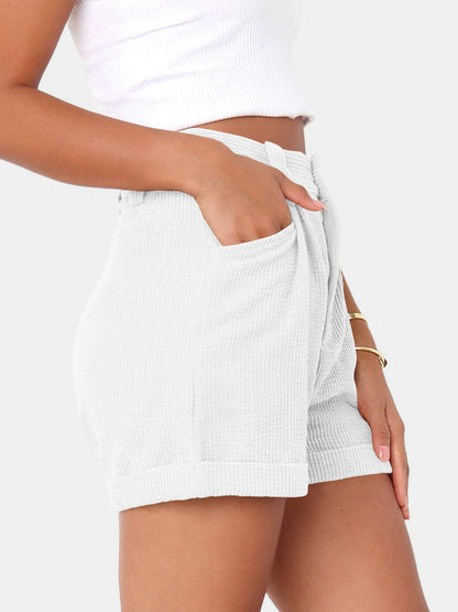 Full Size High Waist Shorts with Pockets  Hot Trends