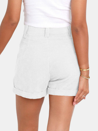 Full Size High Waist Shorts with Pockets  Hot Trends