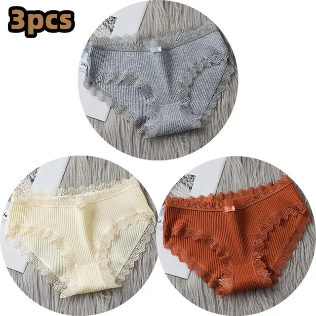 3PCS/lot Cotton Panties Women Comfortable Underwears Sexy Middle-Waisted Underpants Female Lingerie Big Size Ladies Briefs - Hot Trends