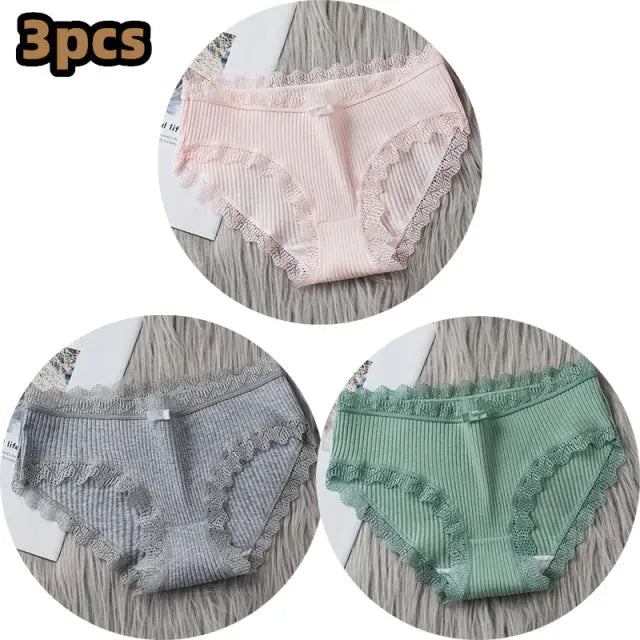 3PCS/lot Cotton Panties Women Comfortable Underwears Sexy Middle-Waisted Underpants Female Lingerie Big Size Ladies Briefs - Hot Trends