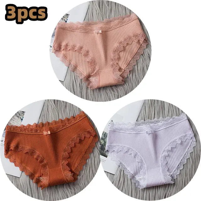 3PCS/lot Cotton Panties Women Comfortable Underwears Sexy Middle-Waisted Underpants Female Lingerie Big Size Ladies Briefs - Hot Trends