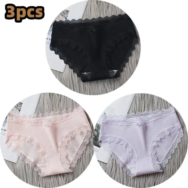 3PCS/lot Cotton Panties Women Comfortable Underwears Sexy Middle-Waisted Underpants Female Lingerie Big Size Ladies Briefs - Hot Trends