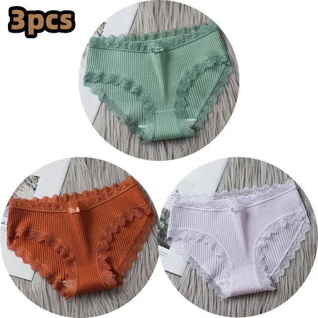 3PCS/lot Cotton Panties Women Comfortable Underwears Sexy Middle-Waisted Underpants Female Lingerie Big Size Ladies Briefs - Hot Trends