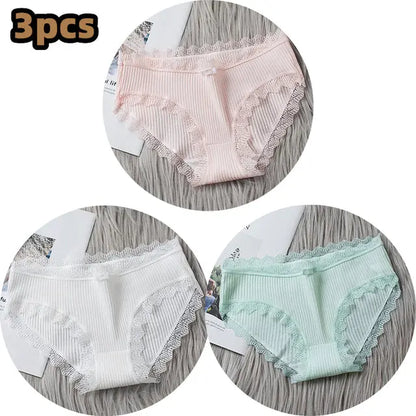 3PCS/lot Cotton Panties Women Comfortable Underwears Sexy Middle-Waisted Underpants Female Lingerie Big Size Ladies Briefs - Hot Trends