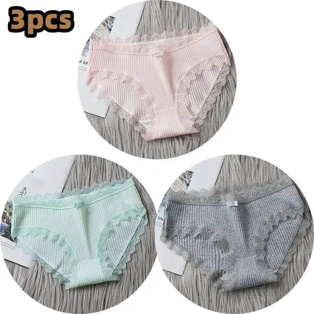 3PCS/lot Cotton Panties Women Comfortable Underwears Sexy Middle-Waisted Underpants Female Lingerie Big Size Ladies Briefs - Hot Trends