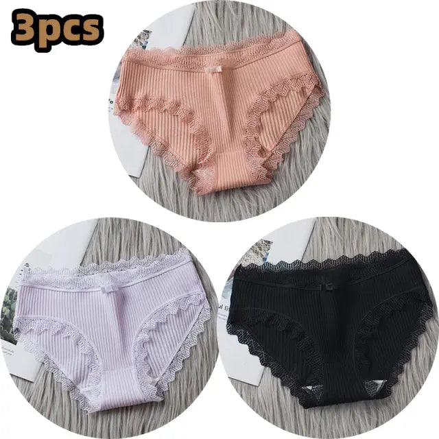 3PCS/lot Cotton Panties Women Comfortable Underwears Sexy Middle-Waisted Underpants Female Lingerie Big Size Ladies Briefs - Hot Trends