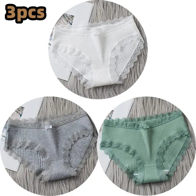 3PCS/lot Cotton Panties Women Comfortable Underwears Sexy Middle-Waisted Underpants Female Lingerie Big Size Ladies Briefs - Hot Trends