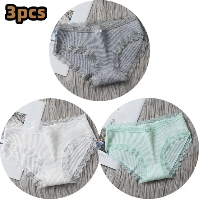 3PCS/lot Cotton Panties Women Comfortable Underwears Sexy Middle-Waisted Underpants Female Lingerie Big Size Ladies Briefs - Hot Trends