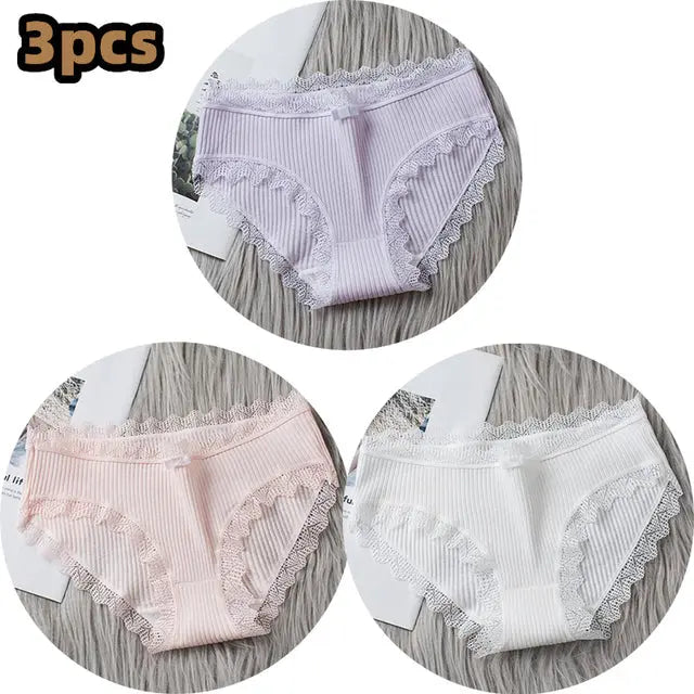 3PCS/lot Cotton Panties Women Comfortable Underwears Sexy Middle-Waisted Underpants Female Lingerie Big Size Ladies Briefs - Hot Trends