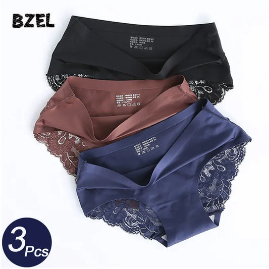 3Pcs/lot Seamless Women Hollow Out Panties Set Underwear Comfort Lace Briefs Low Rise Female Sport Panty Soft Lady Lingerie - Hot Trends