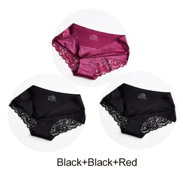 3Pcs/lot Seamless Women Hollow Out Panties Set Underwear Comfort Lace Briefs Low Rise Female Sport Panty Soft Lady Lingerie - Hot Trends