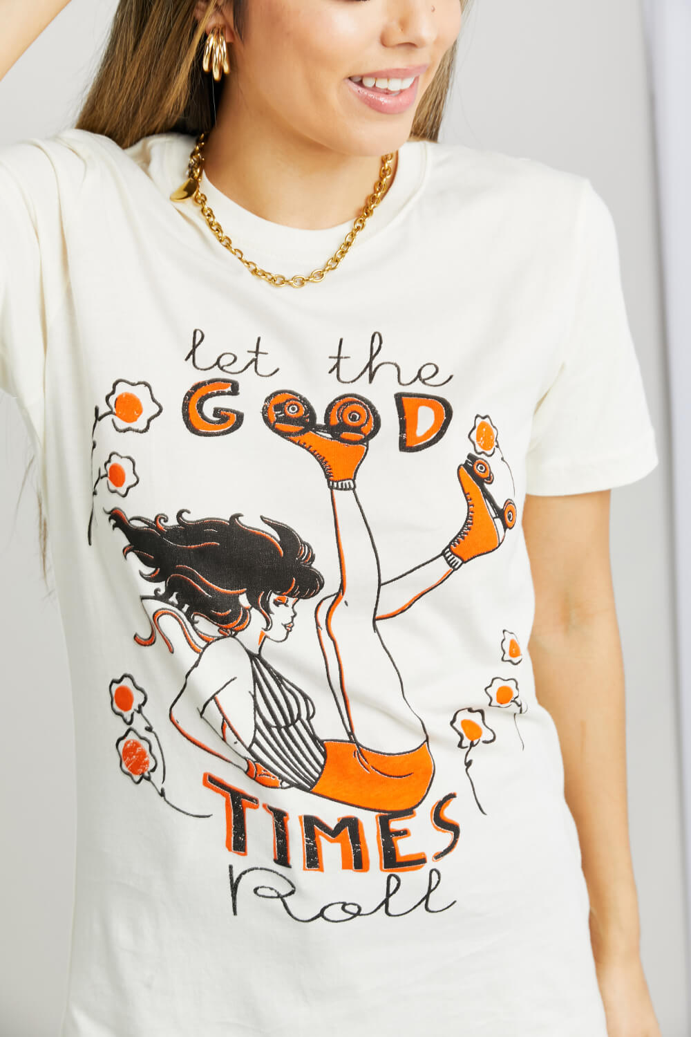 mineB Full Size LET THE GOOD TIMES ROLL Graphic Tee Trendsi