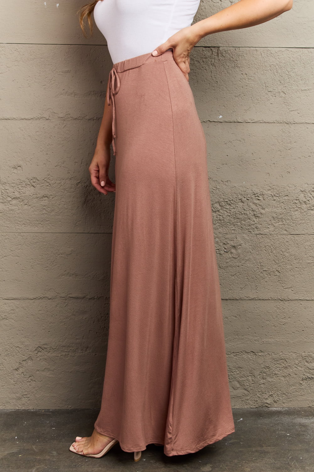 Culture Code For The Day Full Size Flare Maxi Skirt in Chocolate Trendsi