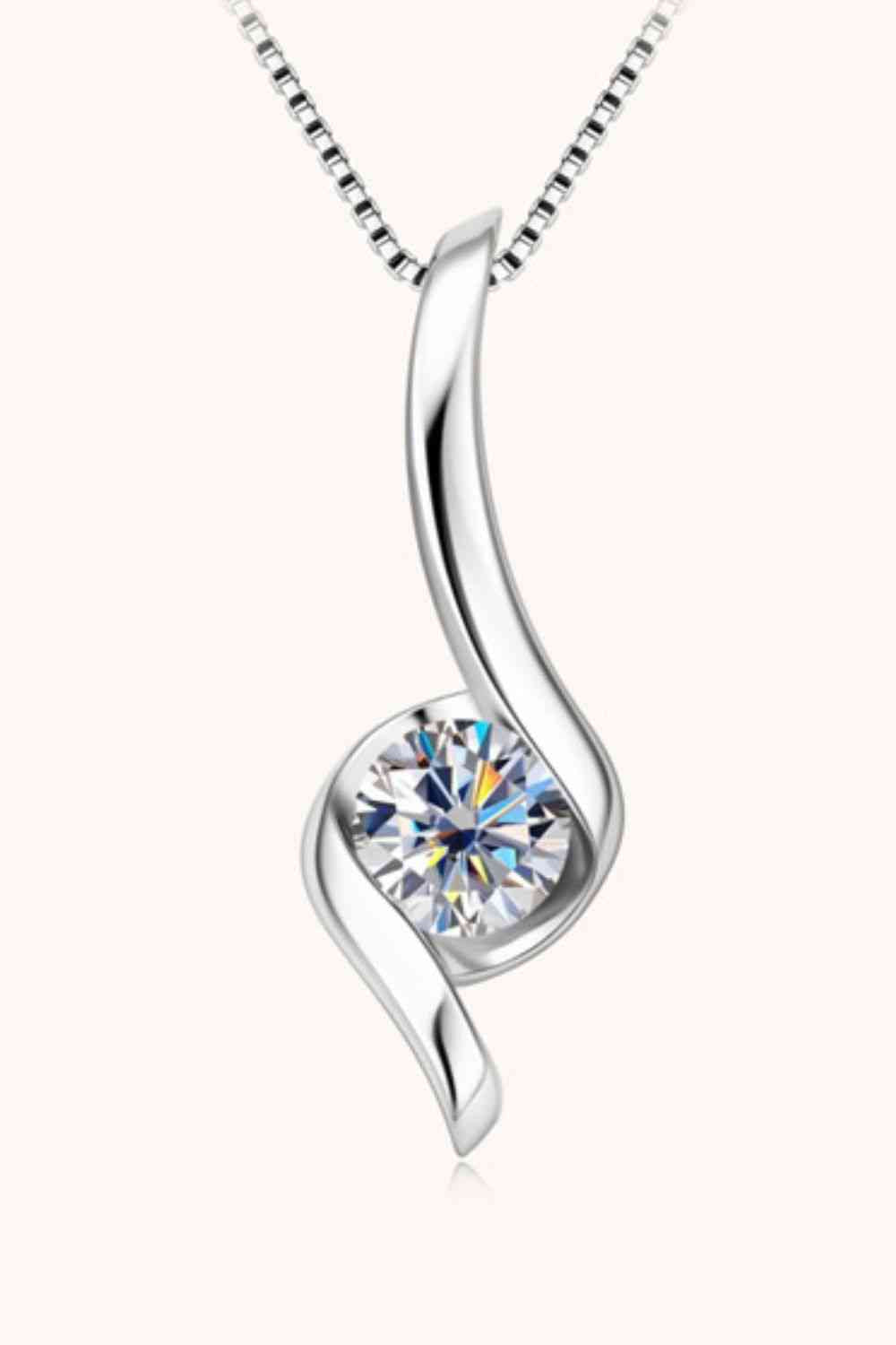 1 Carat Moissanite 925 Sterling Silver Necklace  Hot Trends