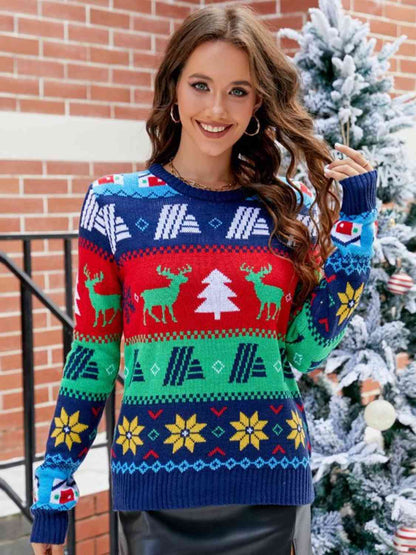 Christmas Round Neck Sweater Trendsi