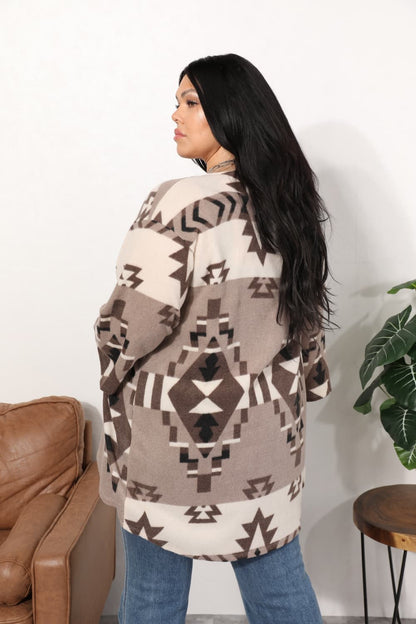 Sew In Love Full Size Cardigan with Aztec Pattern Trendsi
