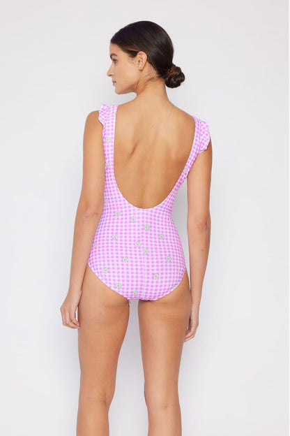 Marina West Swim Full Size Float On Ruffle Faux Wrap One-Piece in Carnation Pink Trendsi