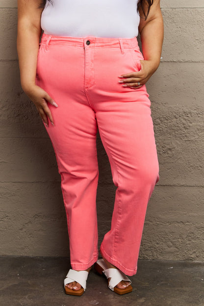 RISEN Kenya Full Size High Waist Side Twill Straight Jeans Trendsi