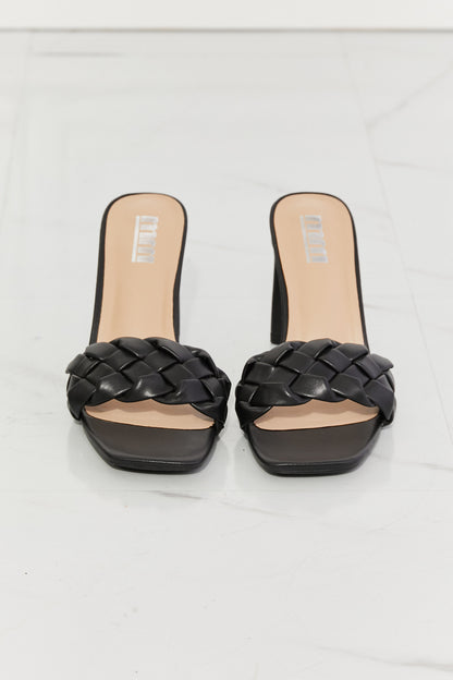 MMShoes Top of the World Braided Block Heel Sandals in Black Trendsi