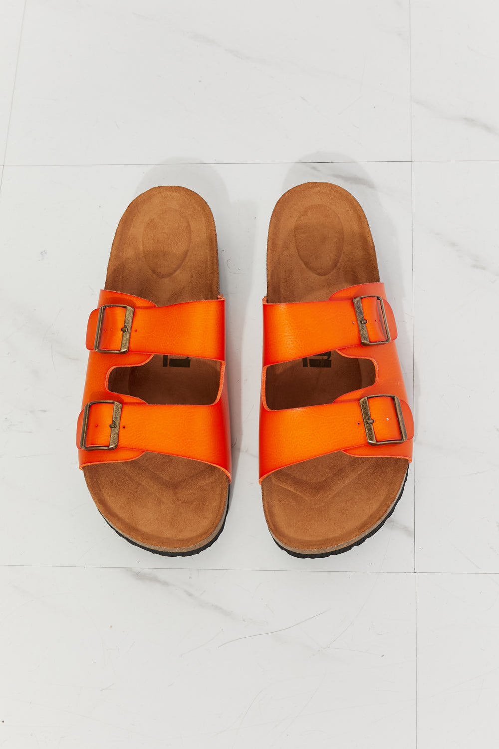 MMShoes Feeling Alive Double Banded Slide Sandals in Orange Trendsi