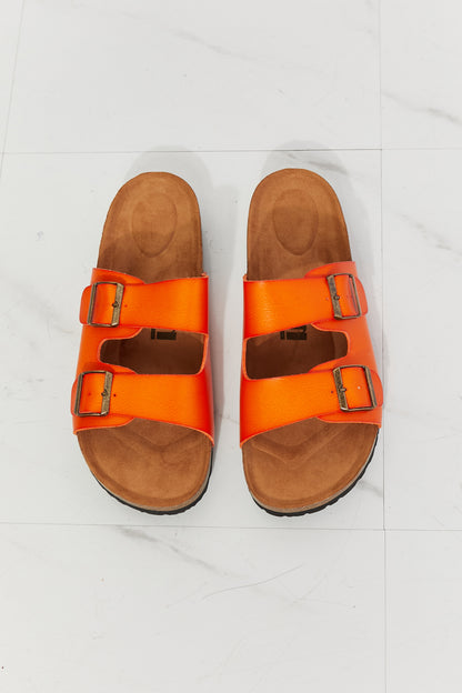 MMShoes Feeling Alive Double Banded Slide Sandals in Orange Trendsi