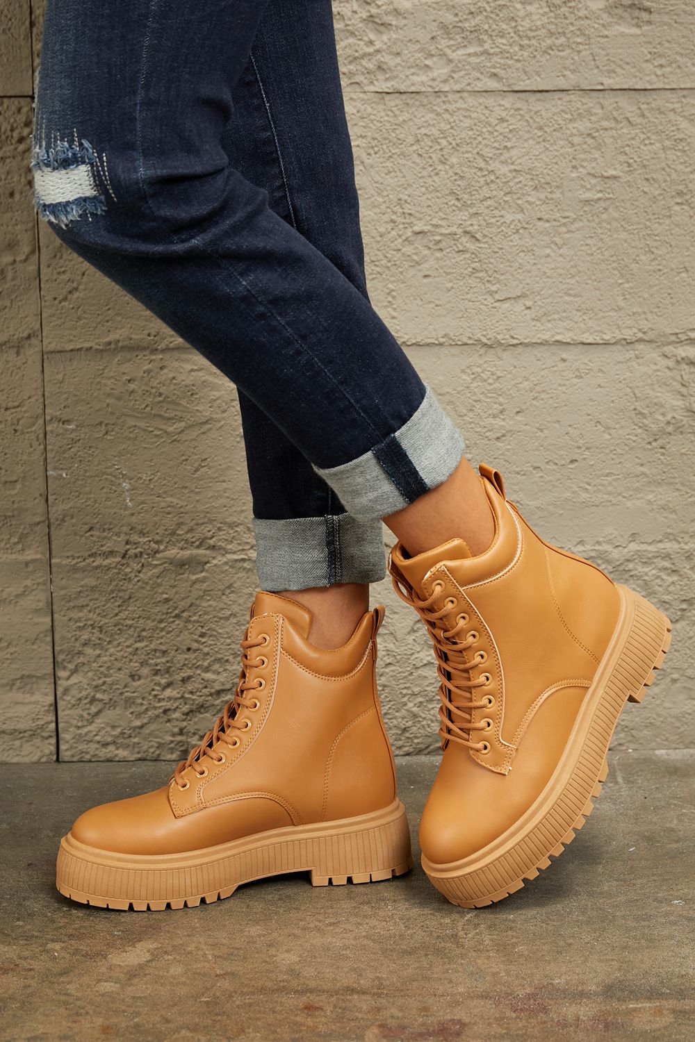 East Lion Corp Platform Combat Boots Trendsi