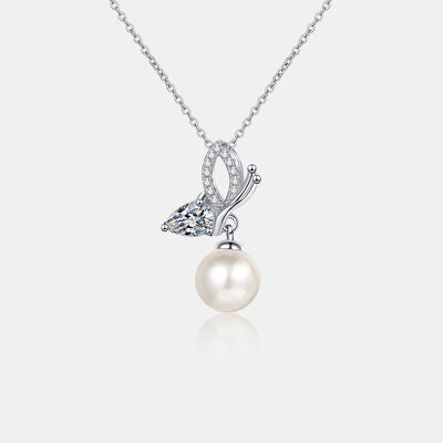 Natural Pearl Pendant Moissanite 925 Sterling Silver Necklace  Hot Trends