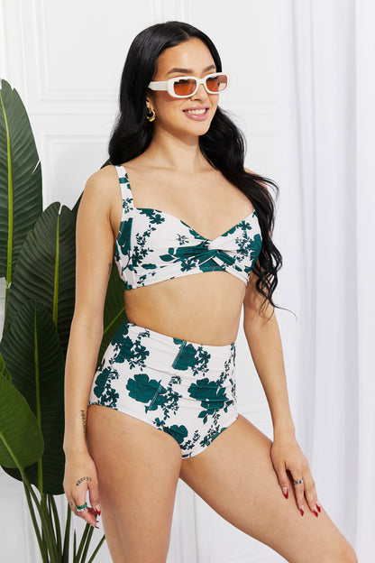 Marina West Swim Take A Dip Twist High-Rise Bikini in Forest Trendsi