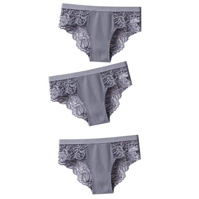 3 Pcs Cotton Sexy Panty Briefs Lace Panties Women Underwear Hot Trends