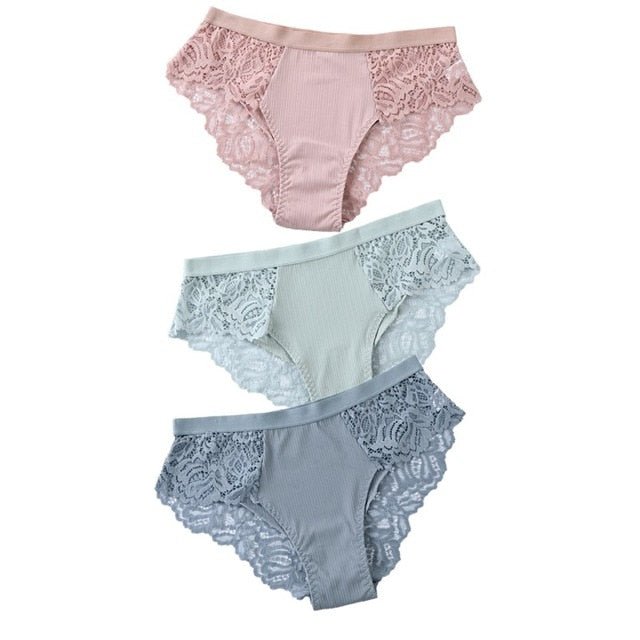BZEL 3Pcs/lot Seamless Women Hollow Out Panties Set Underwear Comfort Lace  Briefs Low Rise Female