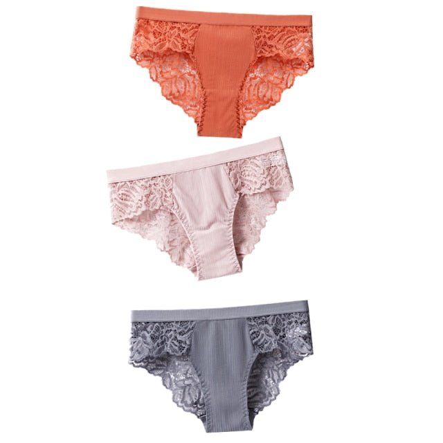 3 Pcs Cotton Panty Briefs Lace Panties Women Underwear - Hot Trends – Hot  Trends Online