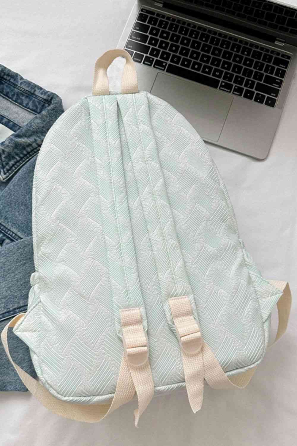 Printed Polyester Large Backpack (Fluffy Ball Included) Trendsi