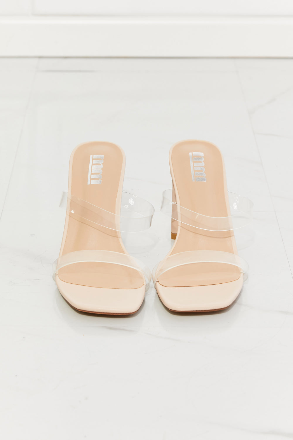 MMShoes Walking On Air Transparent Double Band Heeled Sandal Trendsi
