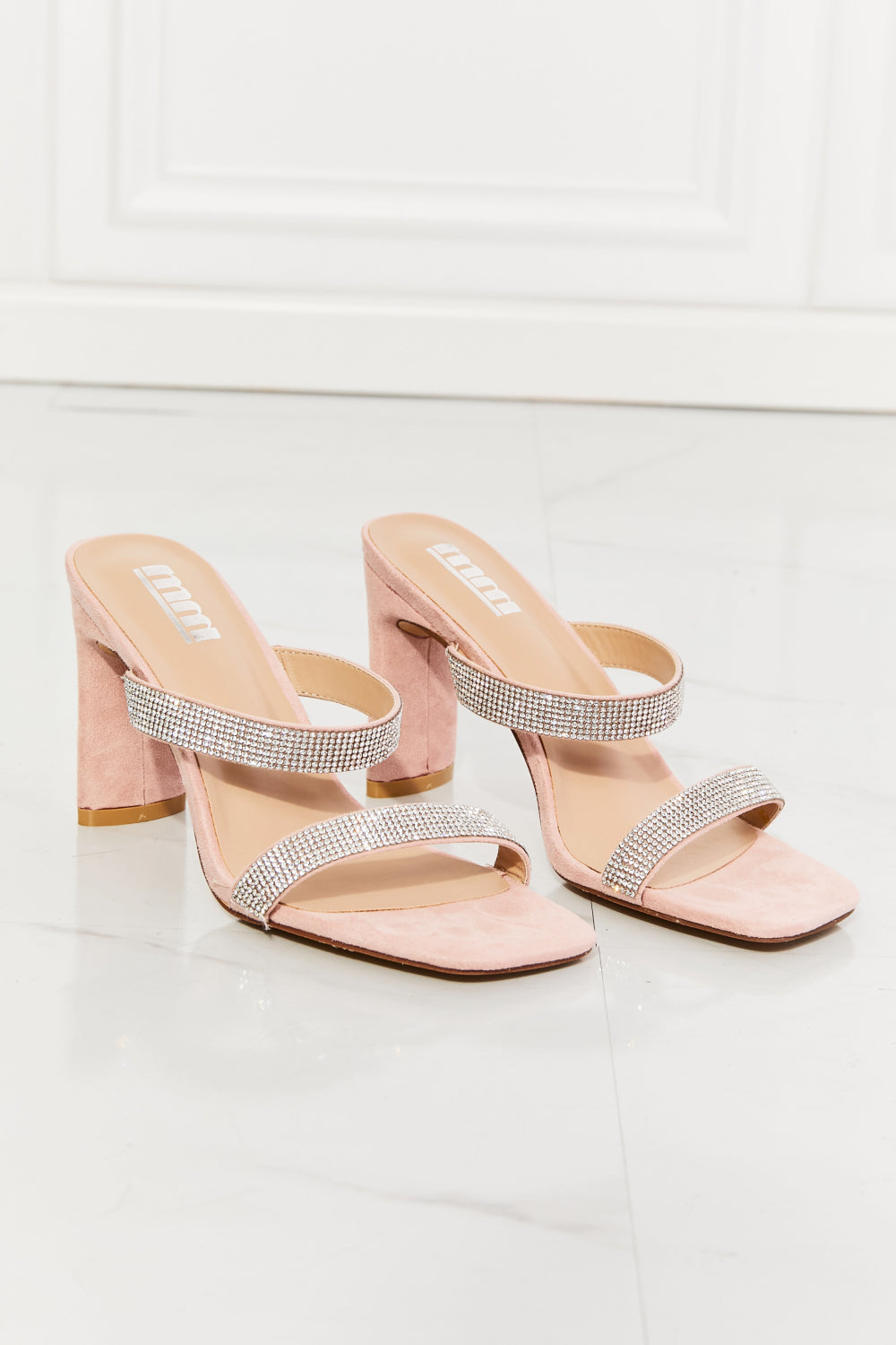 MMShoes Leave A Little Sparkle Rhinestone Block Heel Sandal in Pink Trendsi