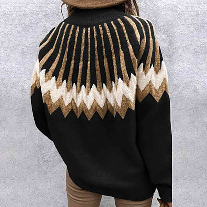Mock Neck Long Sleeve Sweater Trendsi