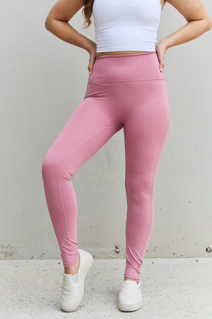 Zenana Fit For You Full Size High Waist Active Leggings in Light Rose Trendsi