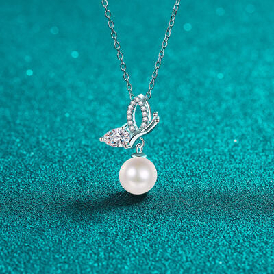 Natural Pearl Pendant Moissanite 925 Sterling Silver Necklace Trendsi