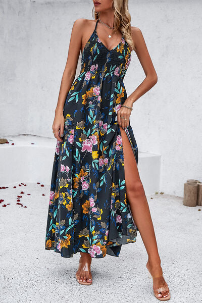 Smocked Slit Tied Printed Casual Dress for Women & Ladies  Hot Trends