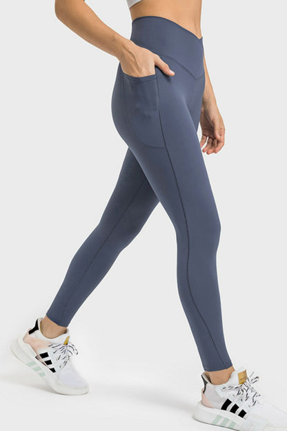 V-Waist Yoga Leggings with Pockets Trendsi