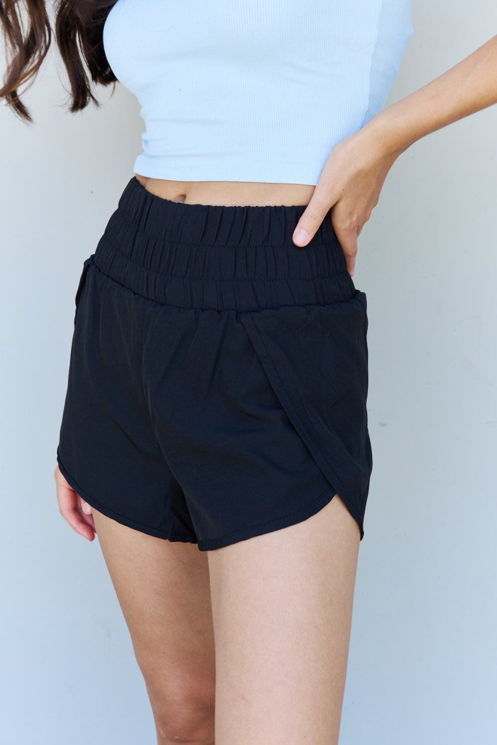 Ninexis Stay Active High Waistband Active Shorts in Black Trendsi