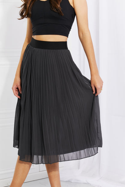 Zenana Full Size Romantic At Heart Pleated Chiffon Midi Skirt Trendsi